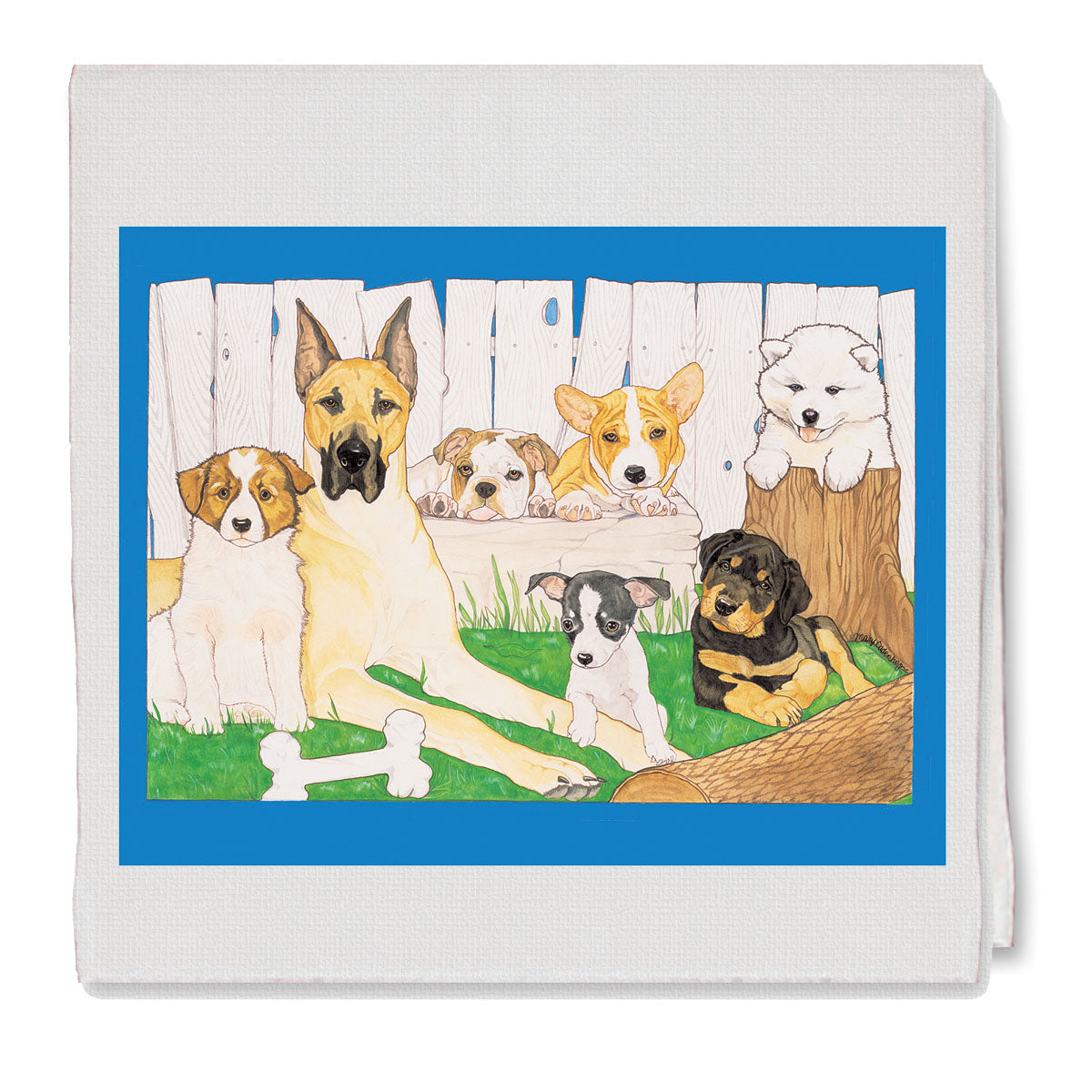 Dog Out by the Log Decorative Cotton Kitchen Dish Towel, Pet Gift - Pipsqueakproductions
