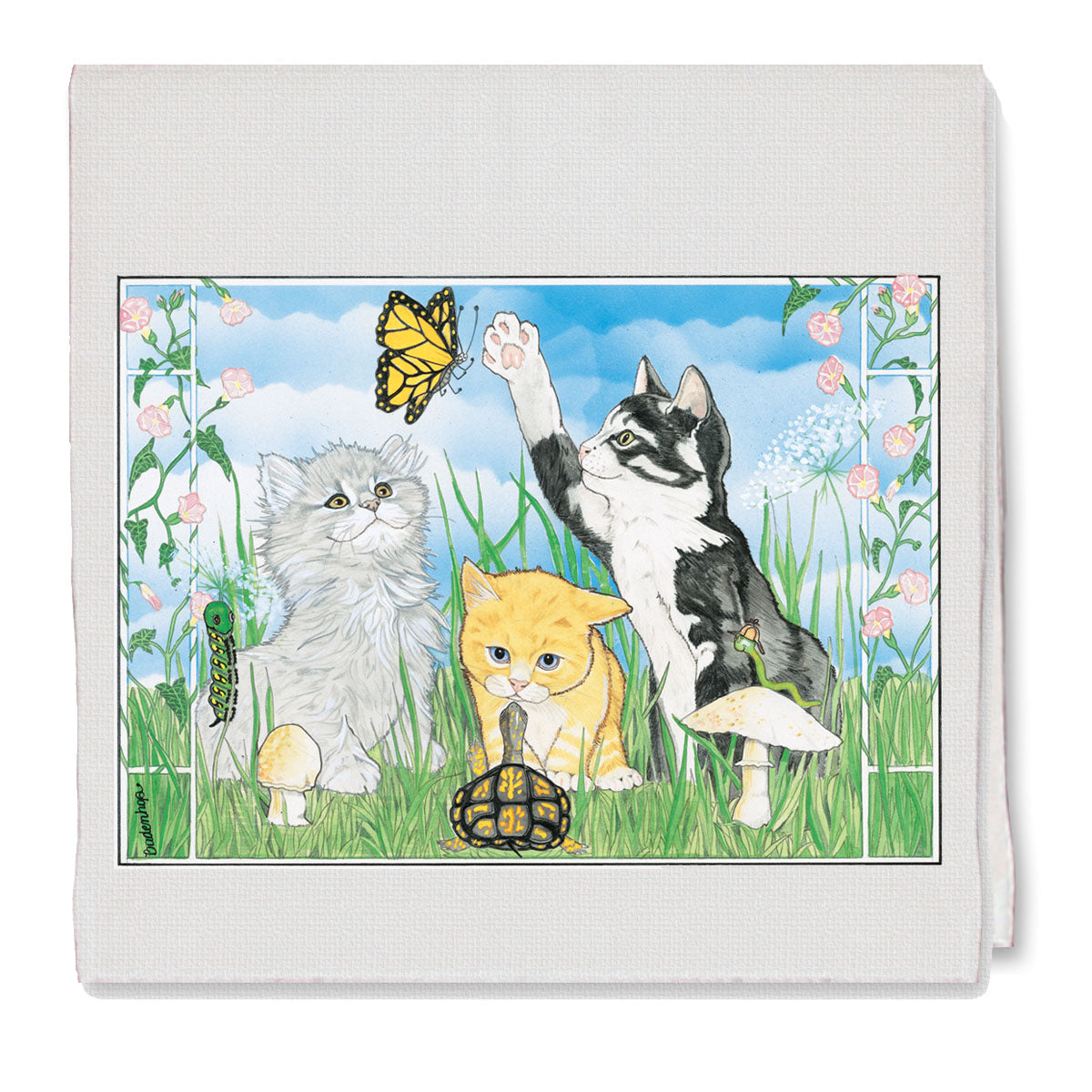 Cat Spring Kitties Decorative Cotton Kitchen Dish Towel, Pet Gift - Pipsqueakproductions