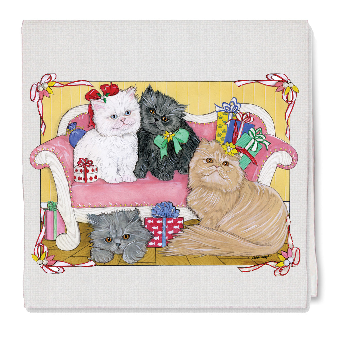 Cat Persian Kitties Decorative Cotton Kitchen Dish Towel, Pet Gift - Pipsqueakproductions