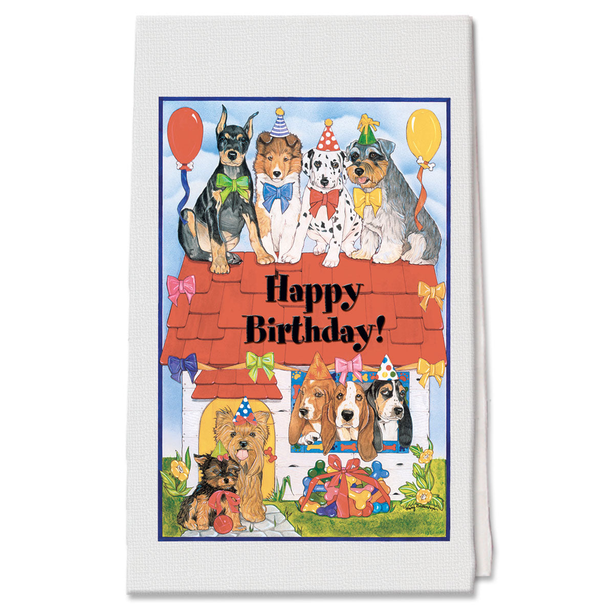 Dog Birthday Decorative Cotton Kitchen Dish Towel, Pet Gift - Pipsqueakproductions