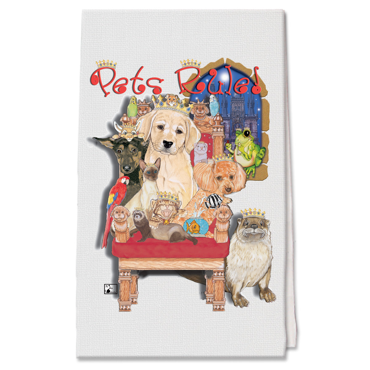 Pets Rule Decorative Cotton Kitchen Dish Towel, Pet Gift - Pipsqueakproductions