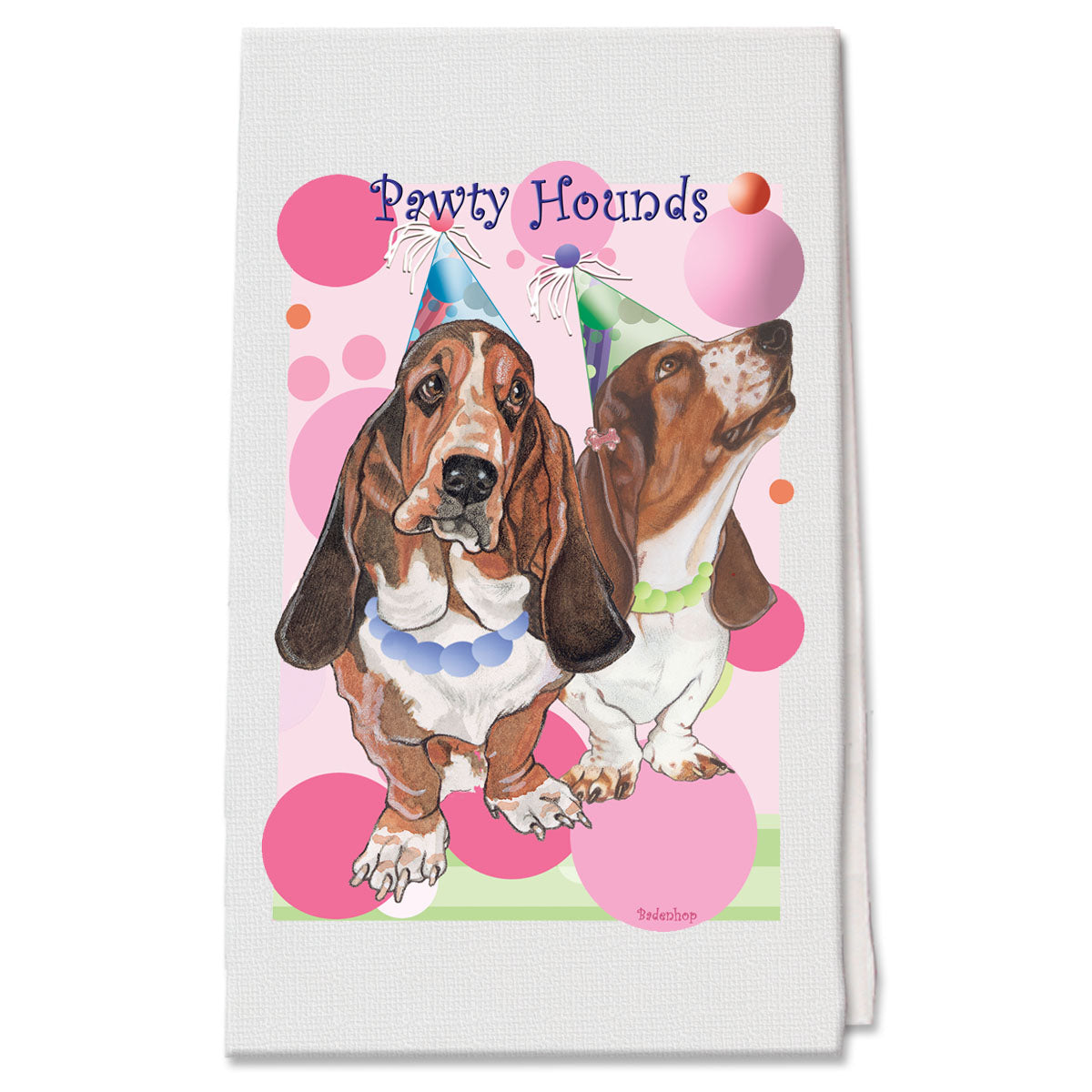 Basset Hound Party Decorative Cotton Kitchen Dish Towel, Pet Gift - Pipsqueakproductions