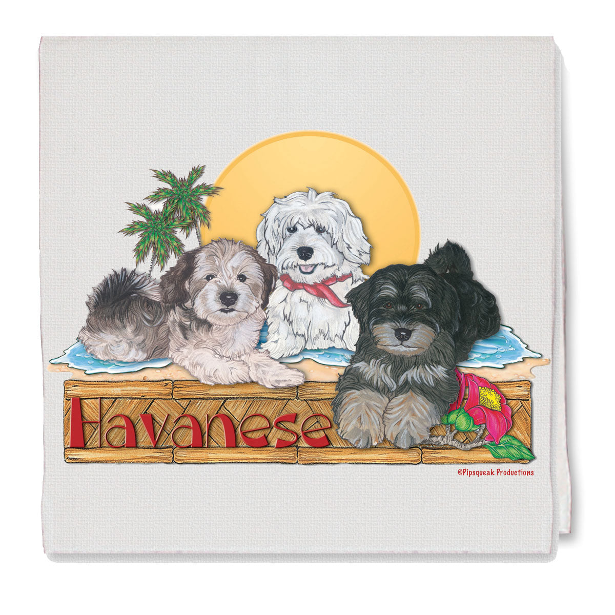 Havanese Decorative Cotton Kitchen Dish Towel, Pet Gift - Pipsqueakproductions