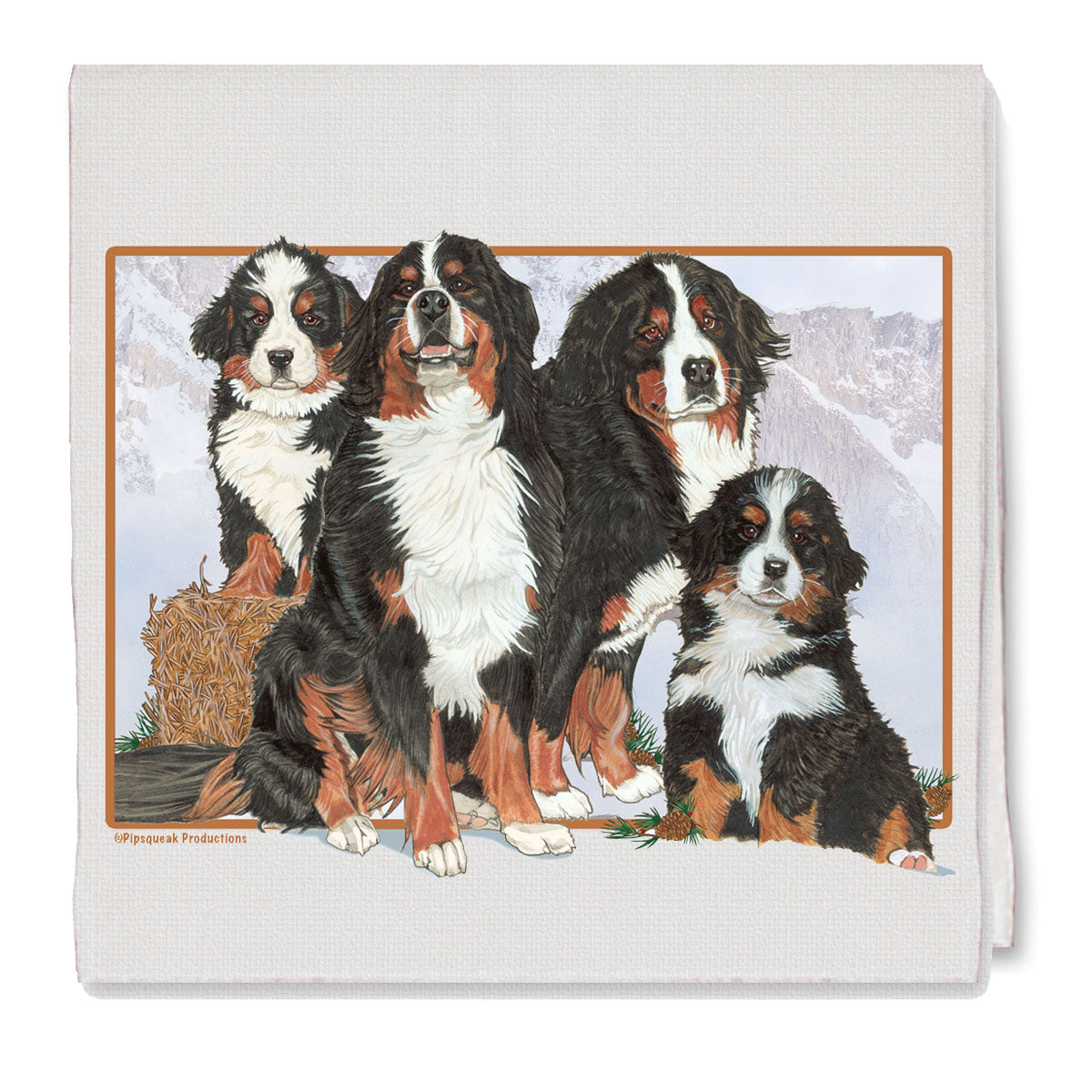 Bernese Mountain Dog Decorative Cotton Kitchen Dish Towel, Pet Gift - Pipsqueakproductions