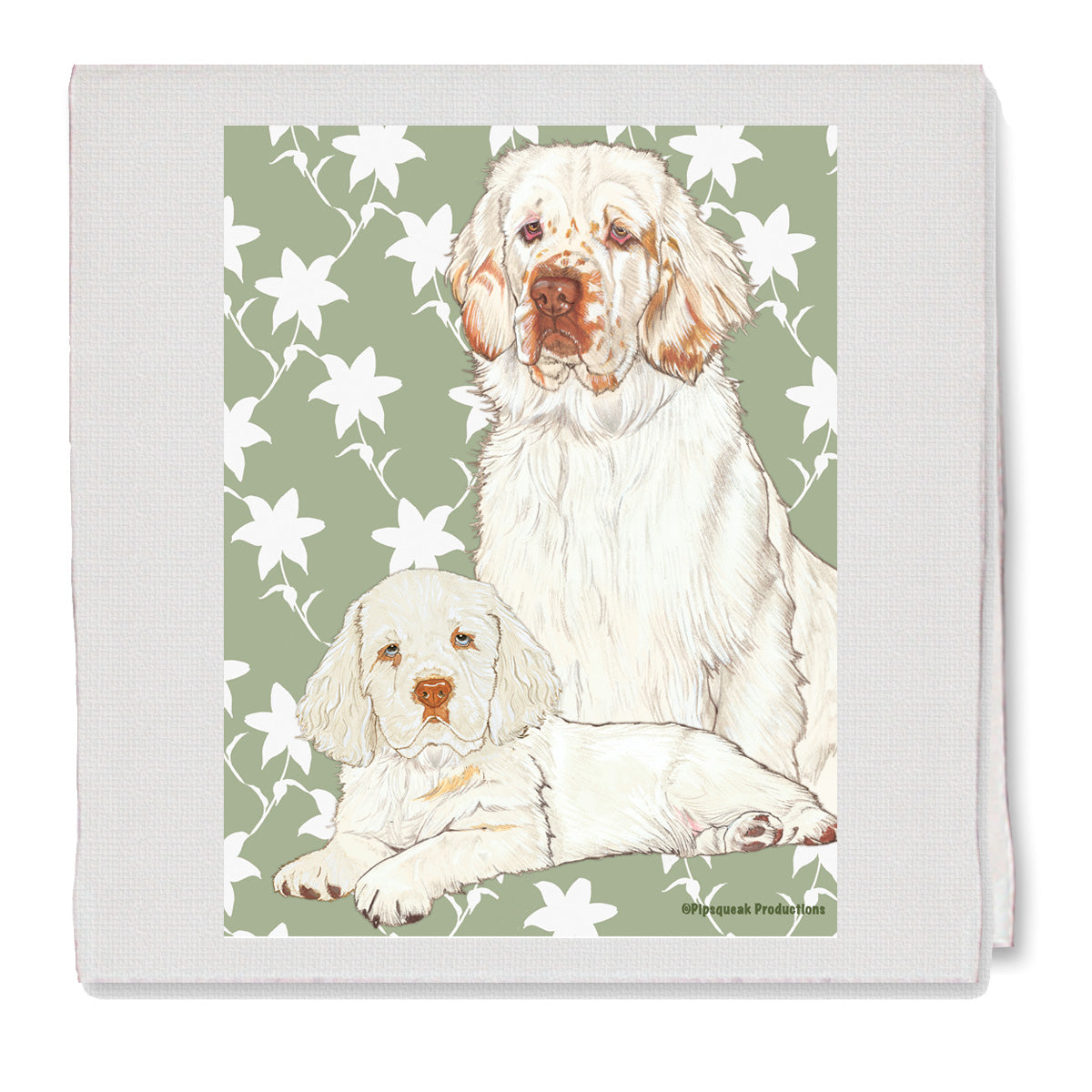 Clumber Spaniel Decorative Cotton Kitchen Dish Towel, Pet Gift - Pipsqueakproductions