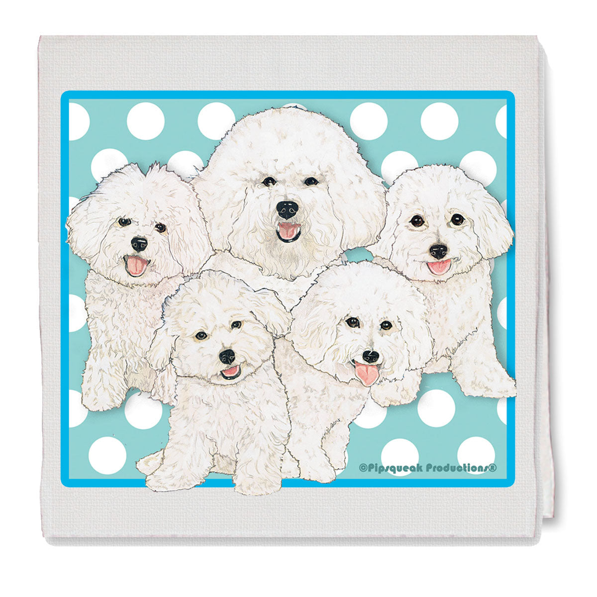 Bichon Frise Decorative Cotton Kitchen Dish Towel, Pet Gift - Pipsqueakproductions