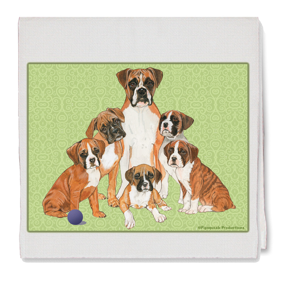 Boxer Family Decorative Cotton Kitchen Dish Towel, Pet Gift - Pipsqueakproductions