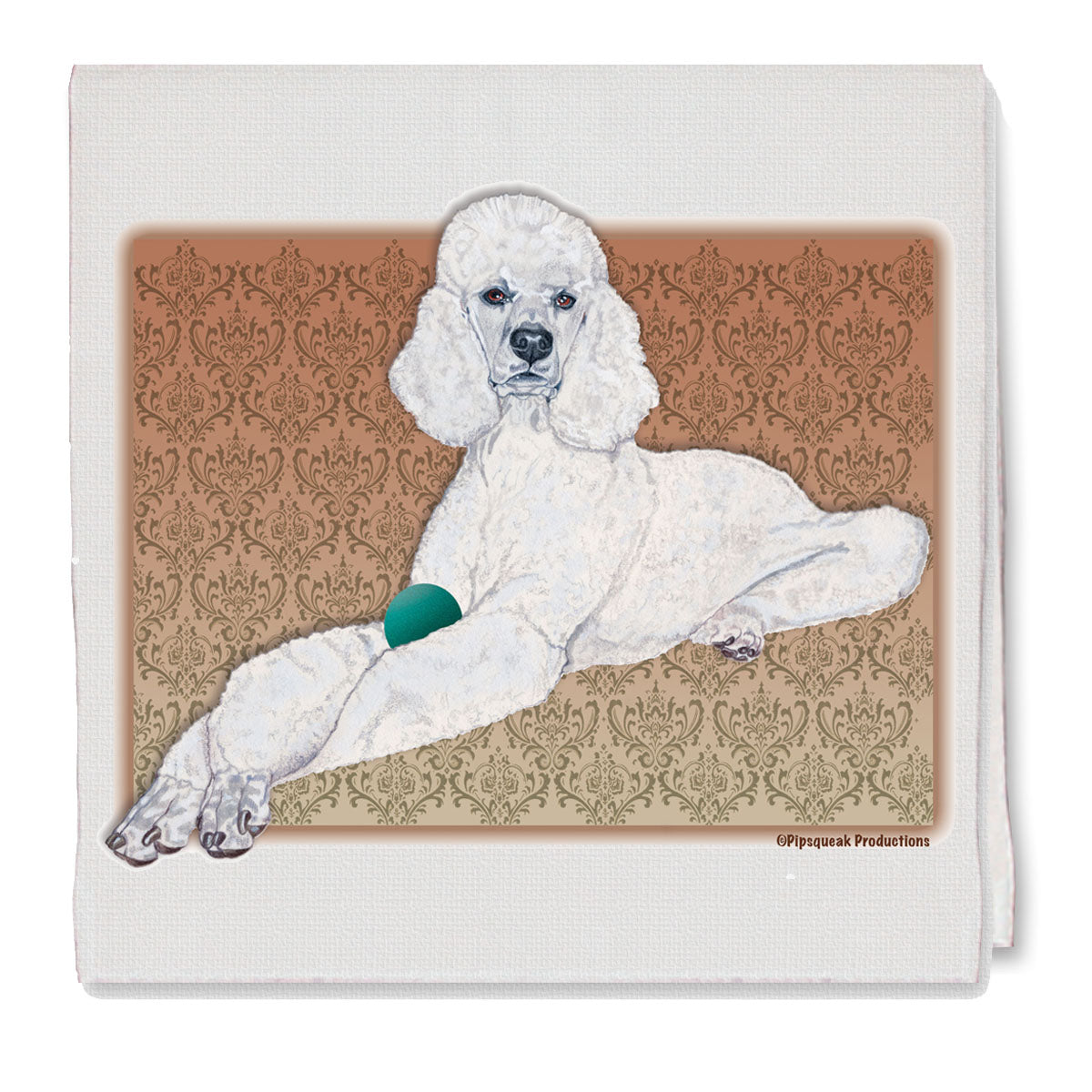 Poodle Standard White, Decorative Cotton Kitchen Dish Towel, Pet Gift - Pipsqueakproductions