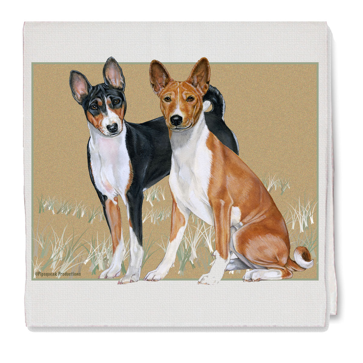 Basenji Decorative Cotton Kitchen Dish Towel, Pet Gift - Pipsqueakproductions
