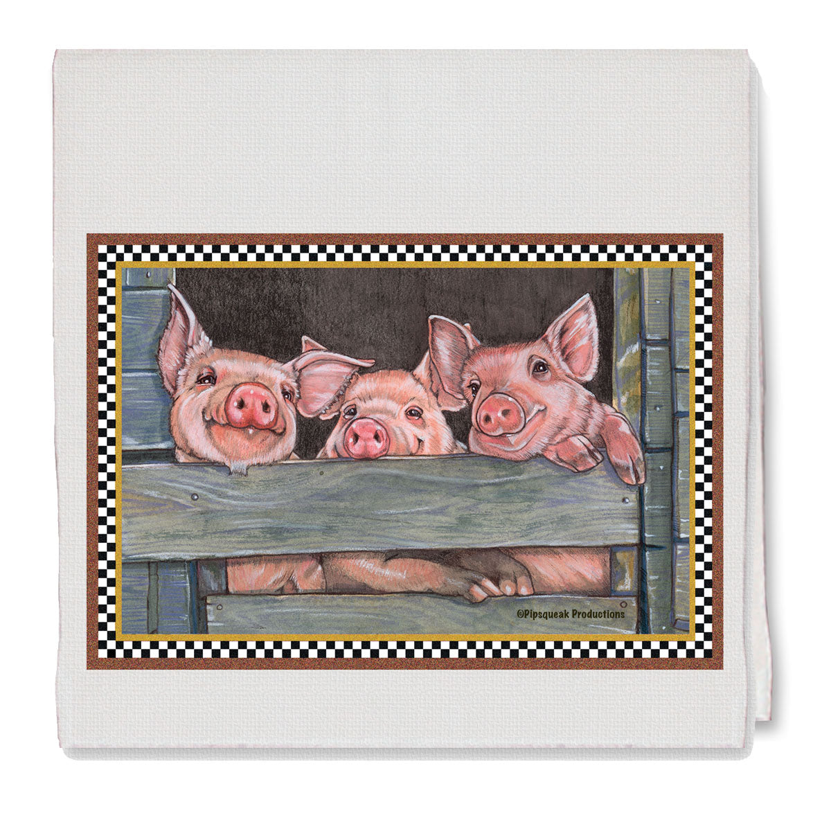 Pig Lover Decorative Cotton Kitchen Dish Towel, Farm Piglet Pet Gift - Pipsqueakproductions