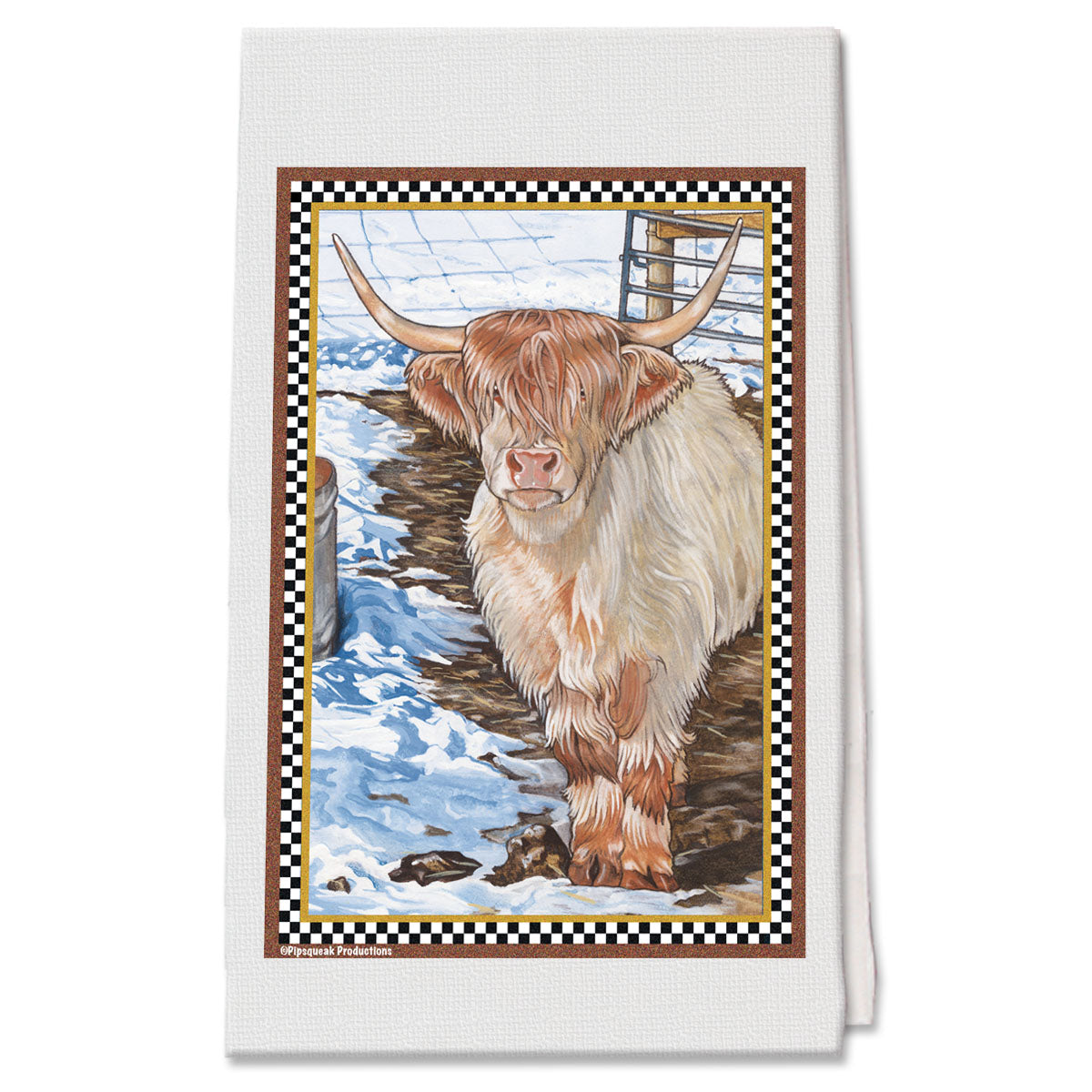 Cow Scottish Highland, Decorative Cotton Kitchen Dish Towel, Pet Gift - Pipsqueakproductions