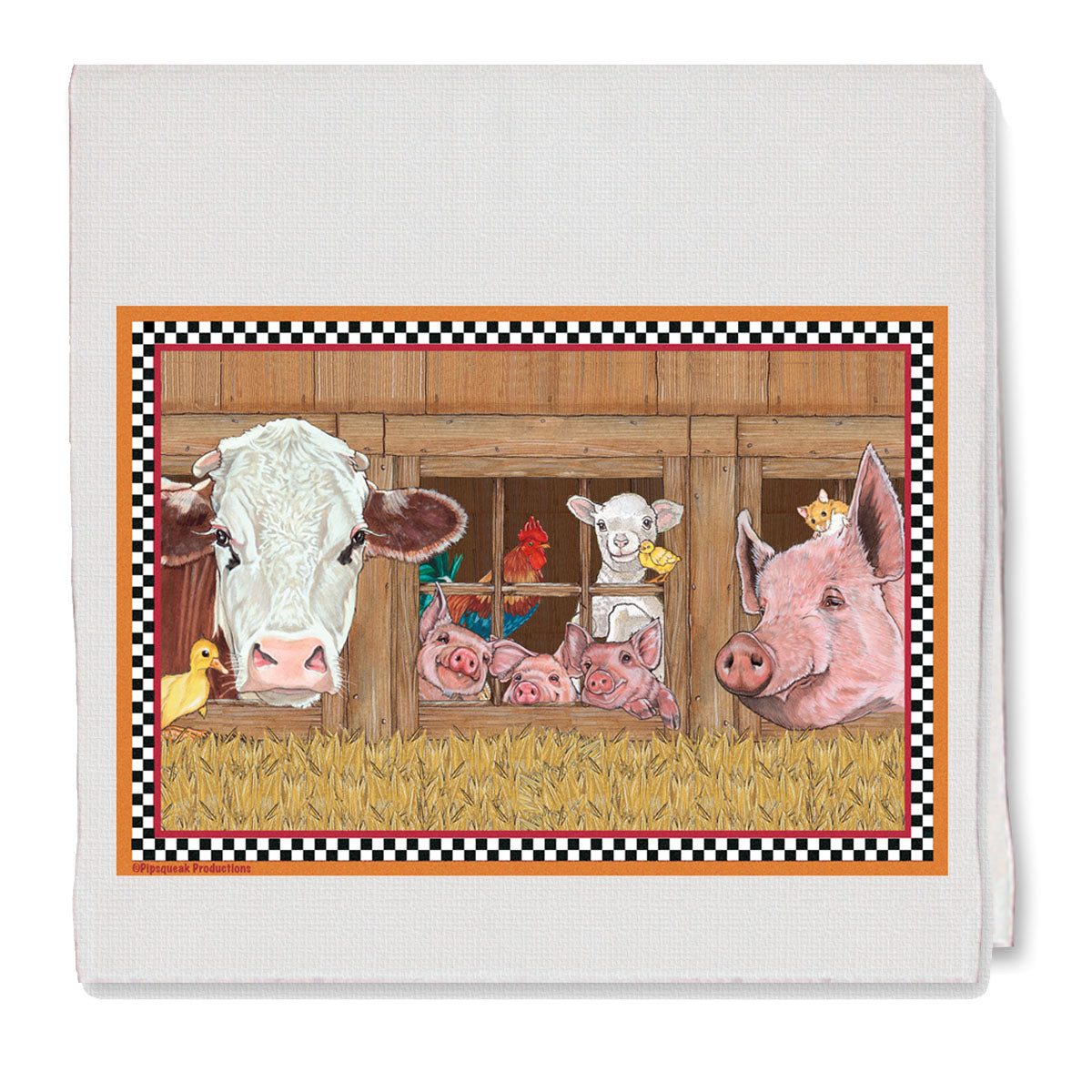 Farm Animals Decorative Cotton Kitchen Dish Towel, Pet Gift - Pipsqueakproductions