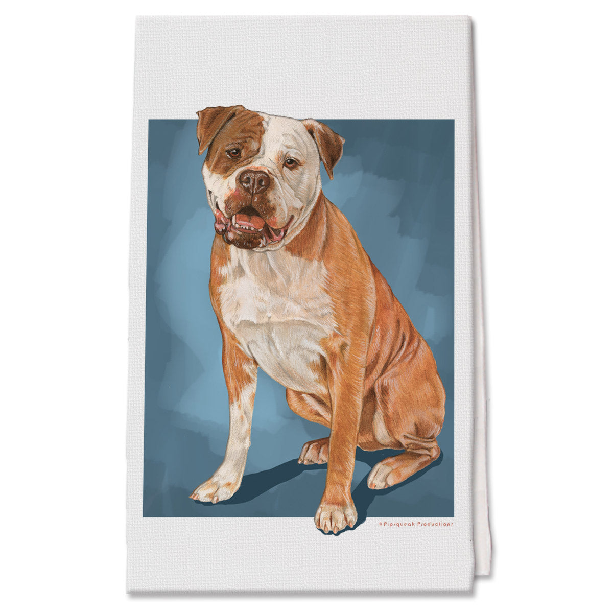 American Bulldog Decorative Cotton Kitchen Dish Towel, Pet Gift - Pipsqueakproductions