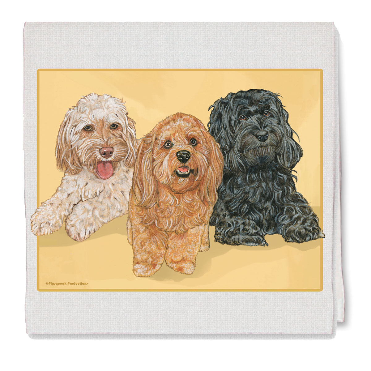 Cockapoo Trio Decorative Cotton Kitchen Dish Towel, Pet Gift - Pipsqueakproductions