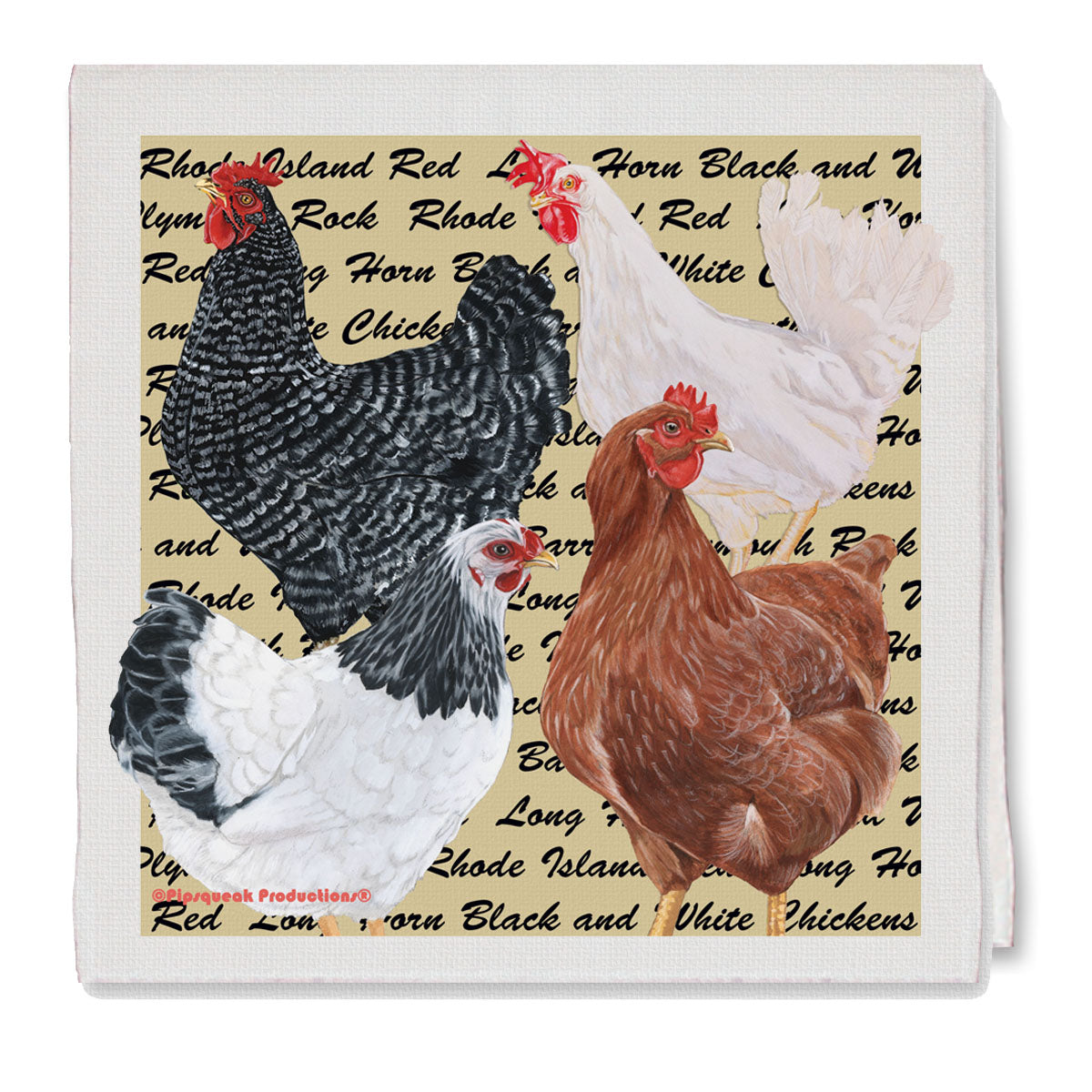 Chicken Farm Group Decorative Cotton Kitchen Dish Towel, Pet Gift - Pipsqueakproductions