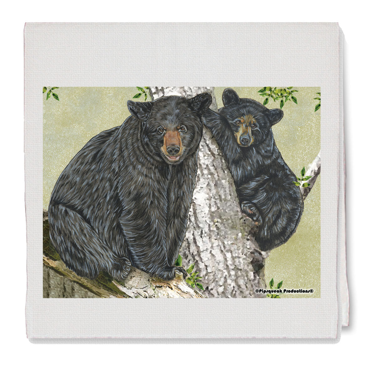 Black Bear Decorative Cotton Kitchen Dish Towel, Wildlife Gift - Pipsqueakproductions