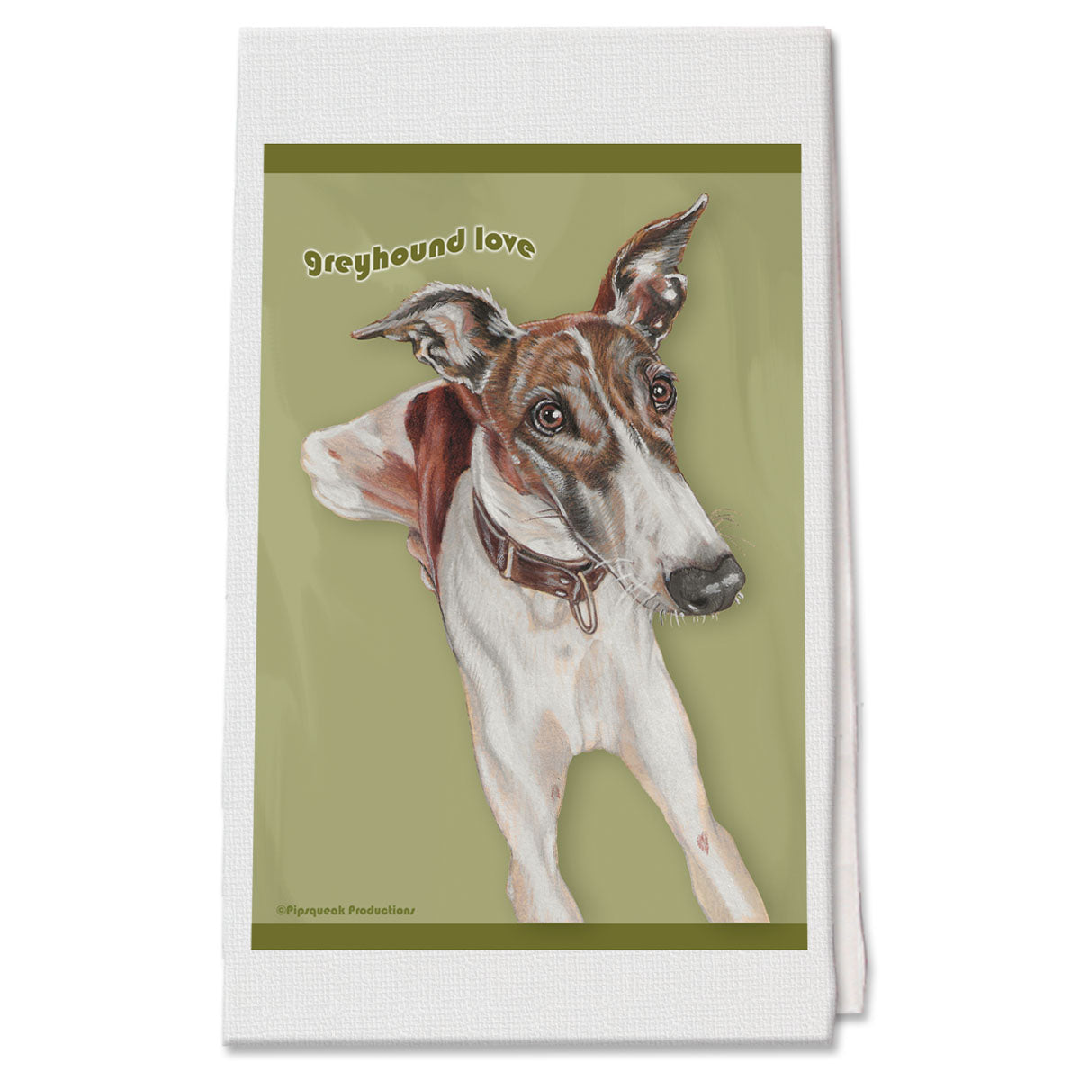 Greyhound Brindle and White Kitchen Dish Towel Pet Gift - Pipsqueakproductions