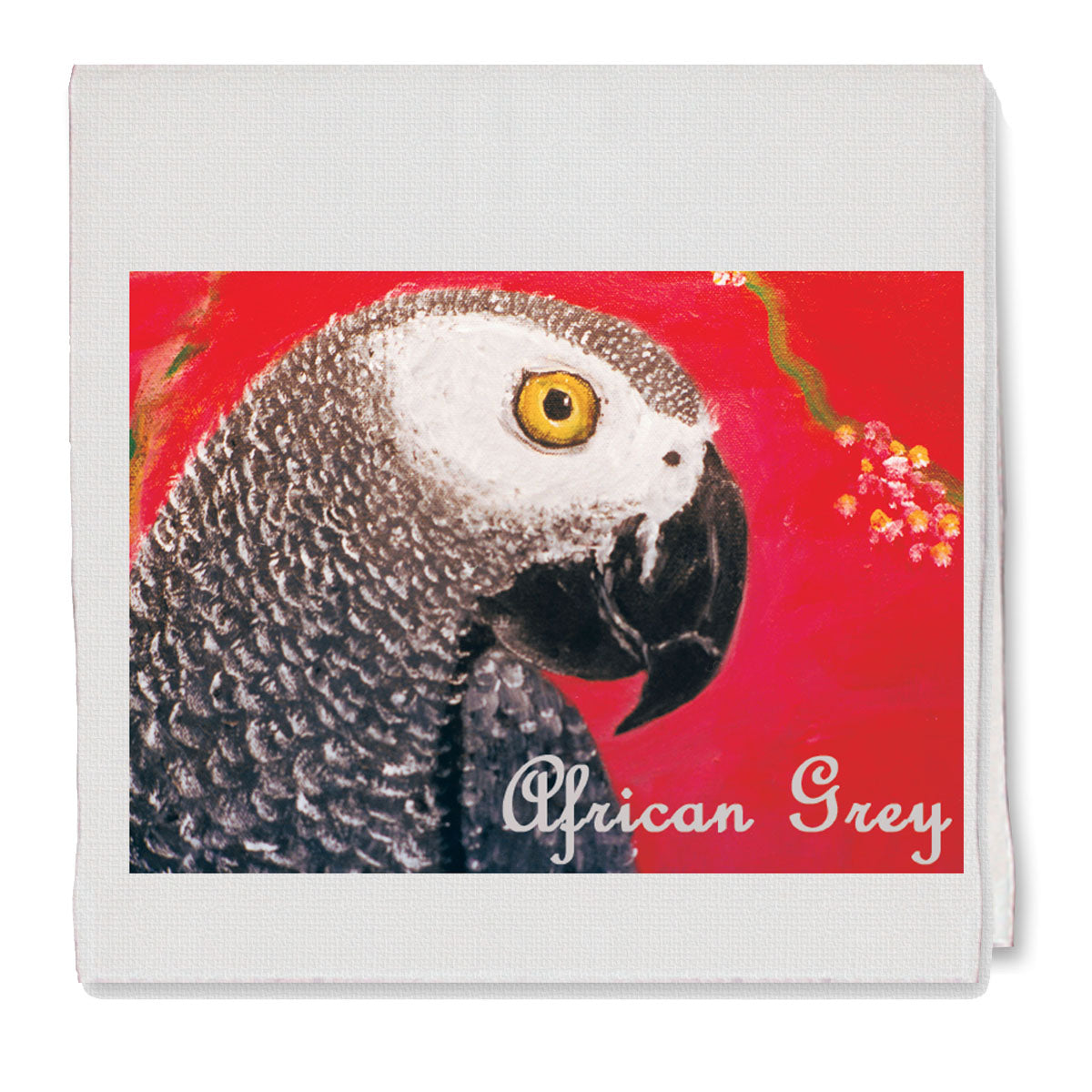 African Grey Parrot Decorative Cotton Kitchen Dish Towel, Pet Gift - Pipsqueakproductions