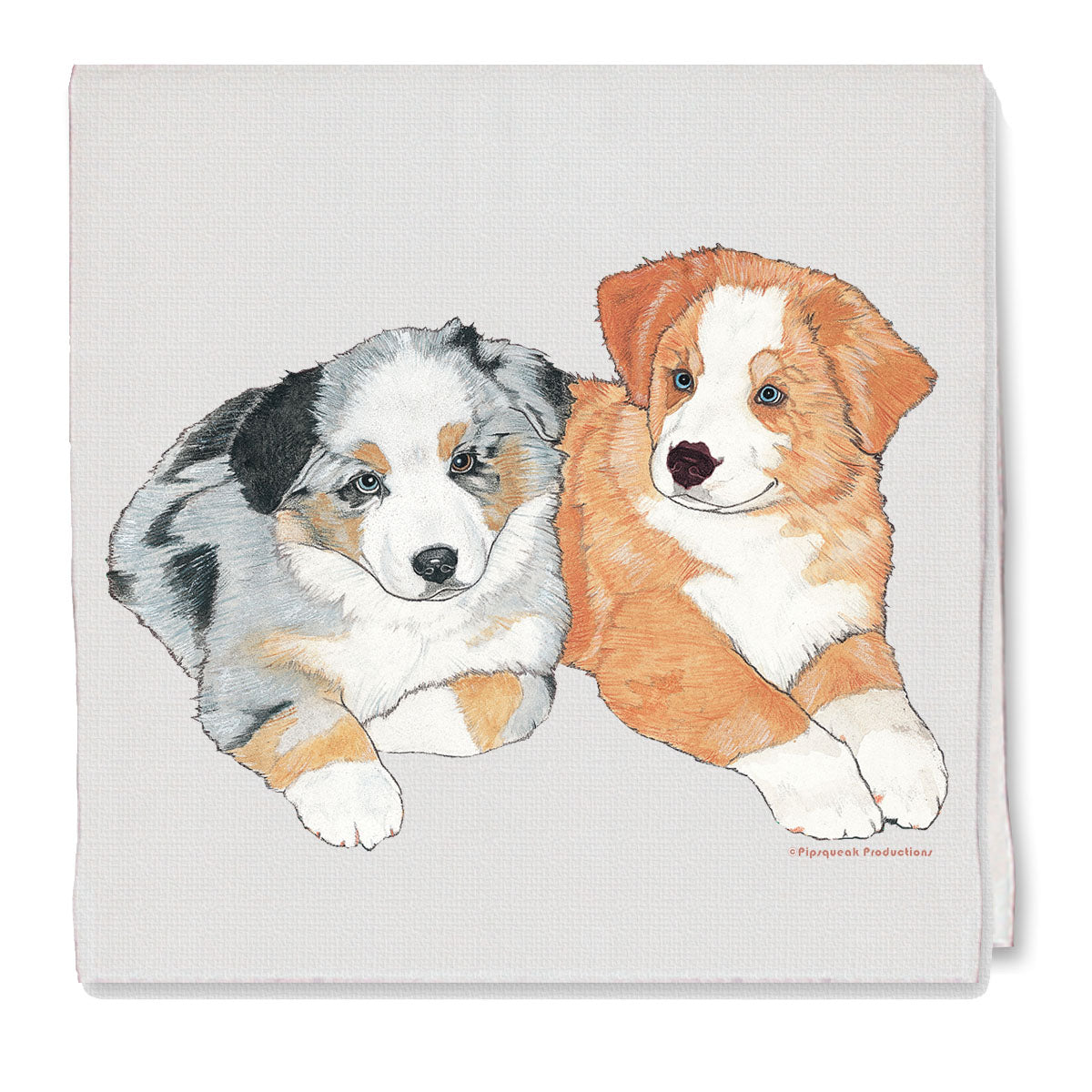 Australian Shepherd Puppies Decorative Cotton Kitchen Dish Towel, Pet Gift - Pipsqueakproductions
