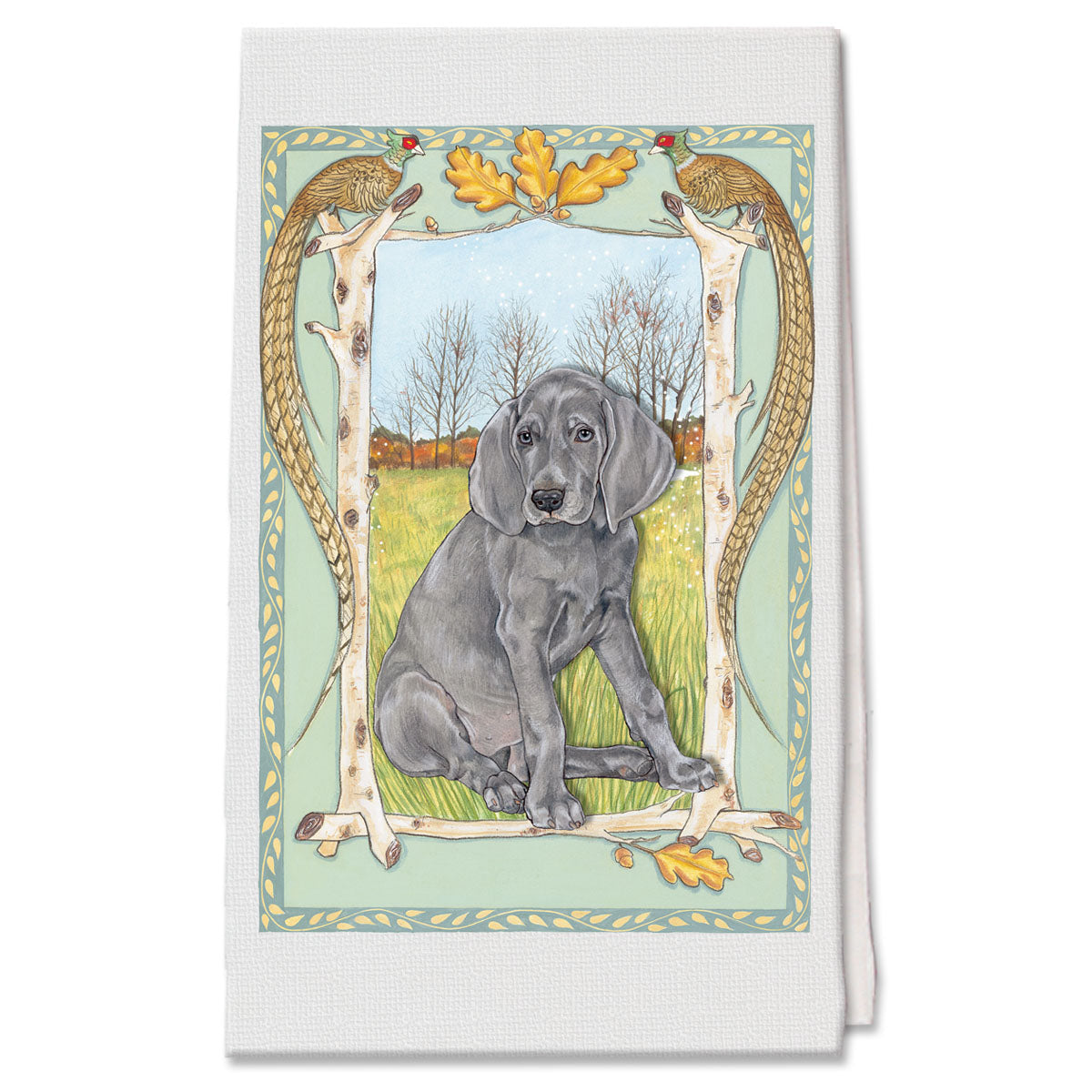 Weimaraner Decorative Cotton Kitchen Dish Towel, Pet Gift - Pipsqueakproductions
