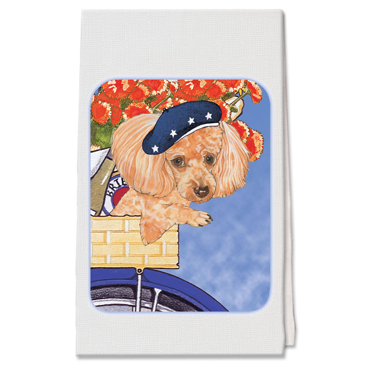 Poodle Toy Apricot, Decorative Cotton Kitchen Dish Towel, Pet Gift - Pipsqueakproductions