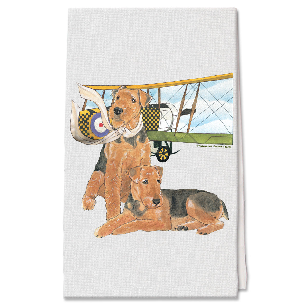 Airedale Decorative Cotton Kitchen Dish Towel, Pet Gift - Pipsqueakproductions