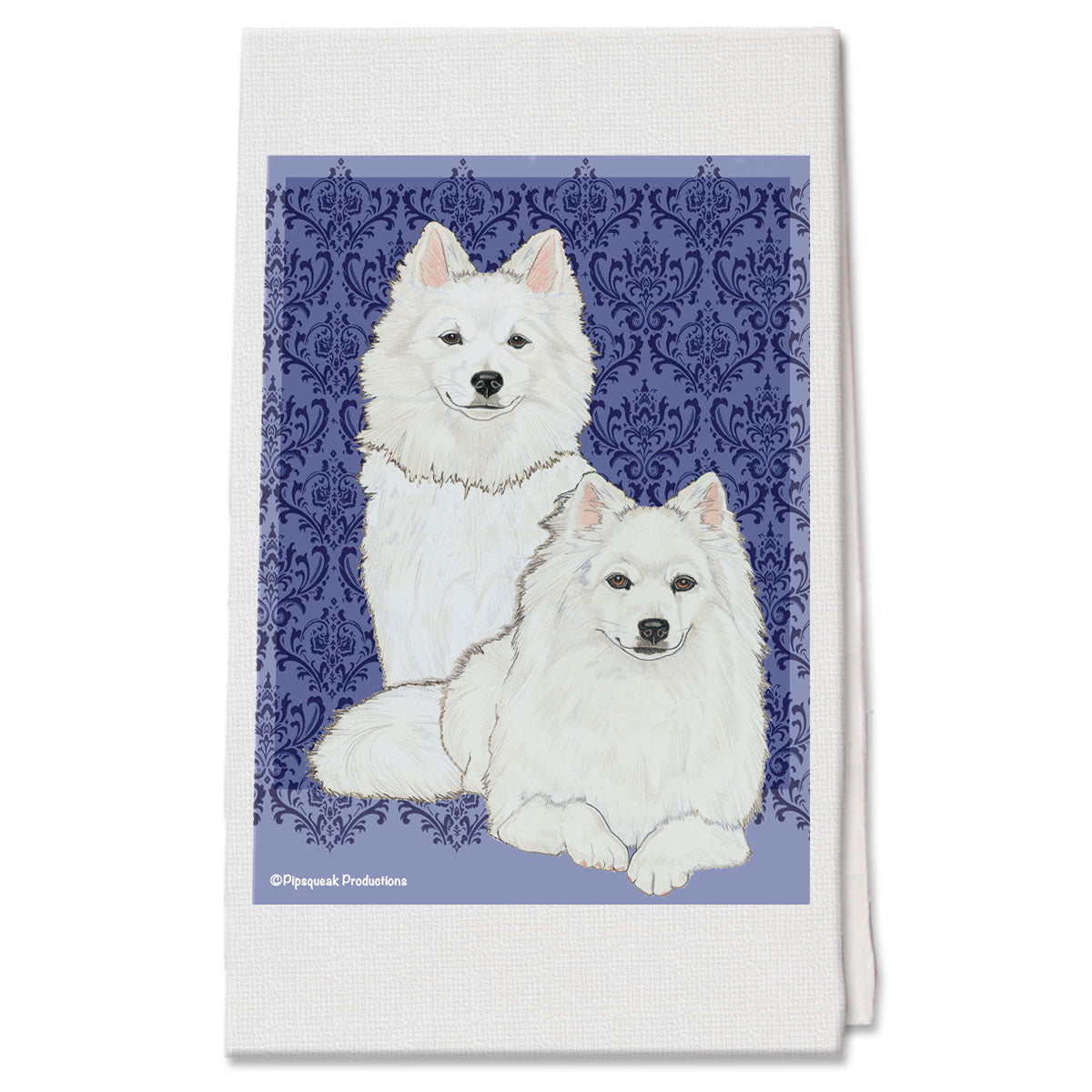 American Eskimo Decorative Cotton Kitchen Dish Towel, Pet Gift - Pipsqueakproductions