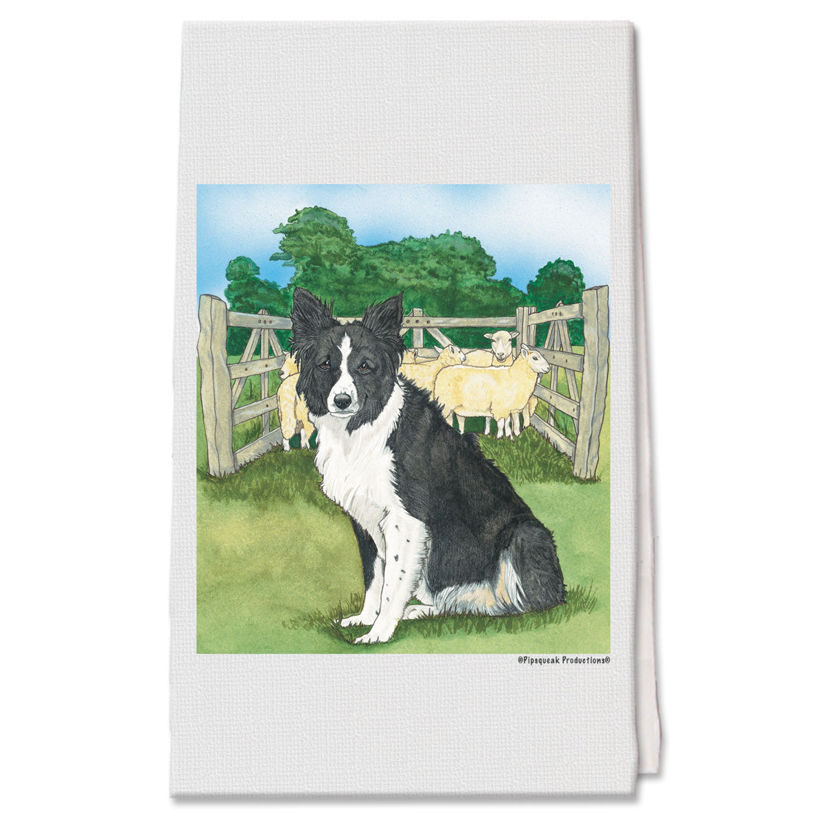 Border Collie Decorative Cotton Kitchen Dish Towel, Pet Gift - Pipsqueakproductions