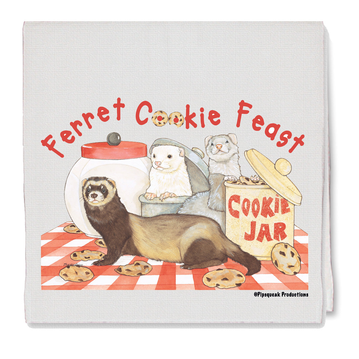 Ferret Cookie Jar Decorative Cotton Kitchen Dish Towel, Pet Gift - Pipsqueakproductions