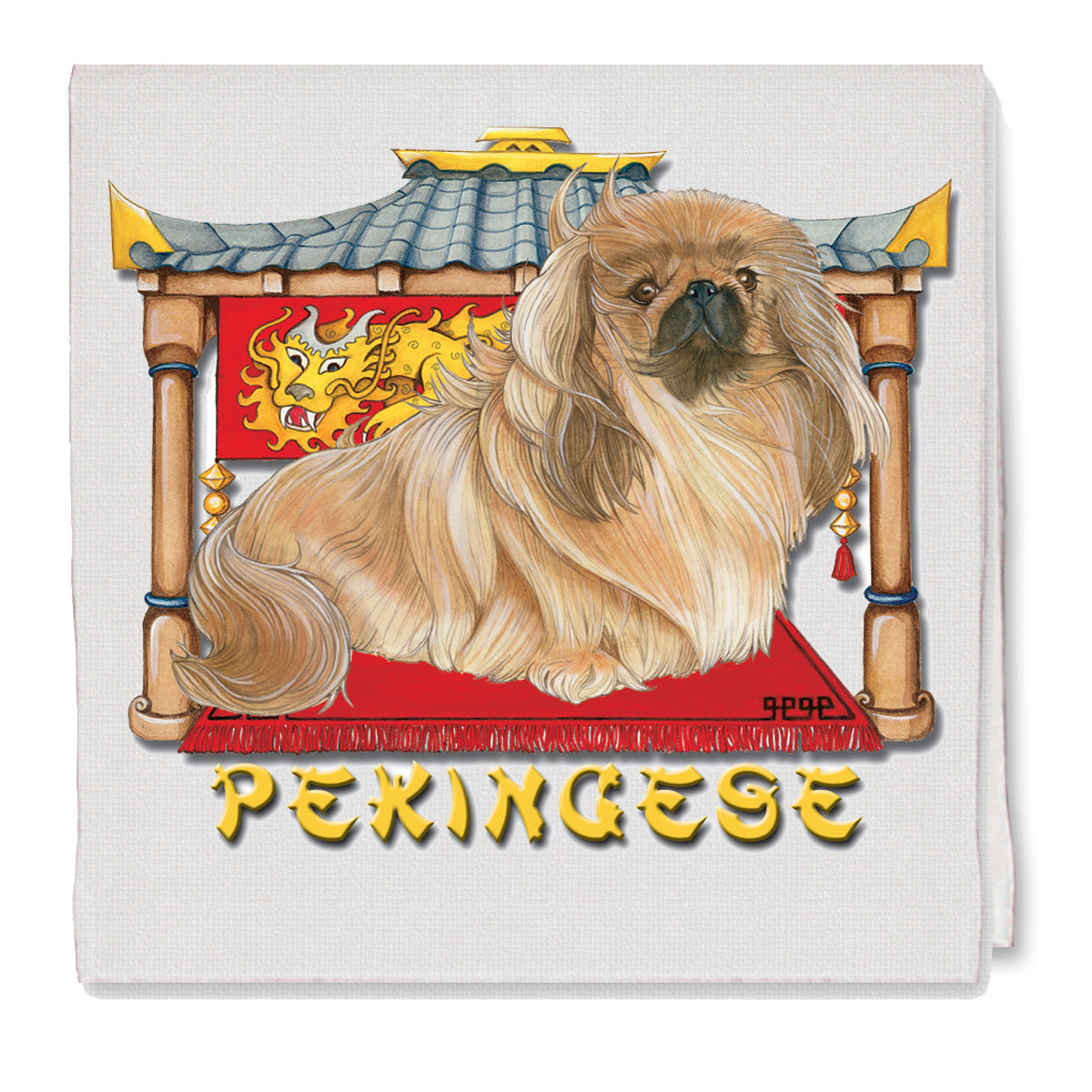 Pekingese Decorative Cotton Kitchen Dish Towel, Pet Gift - Pipsqueakproductions