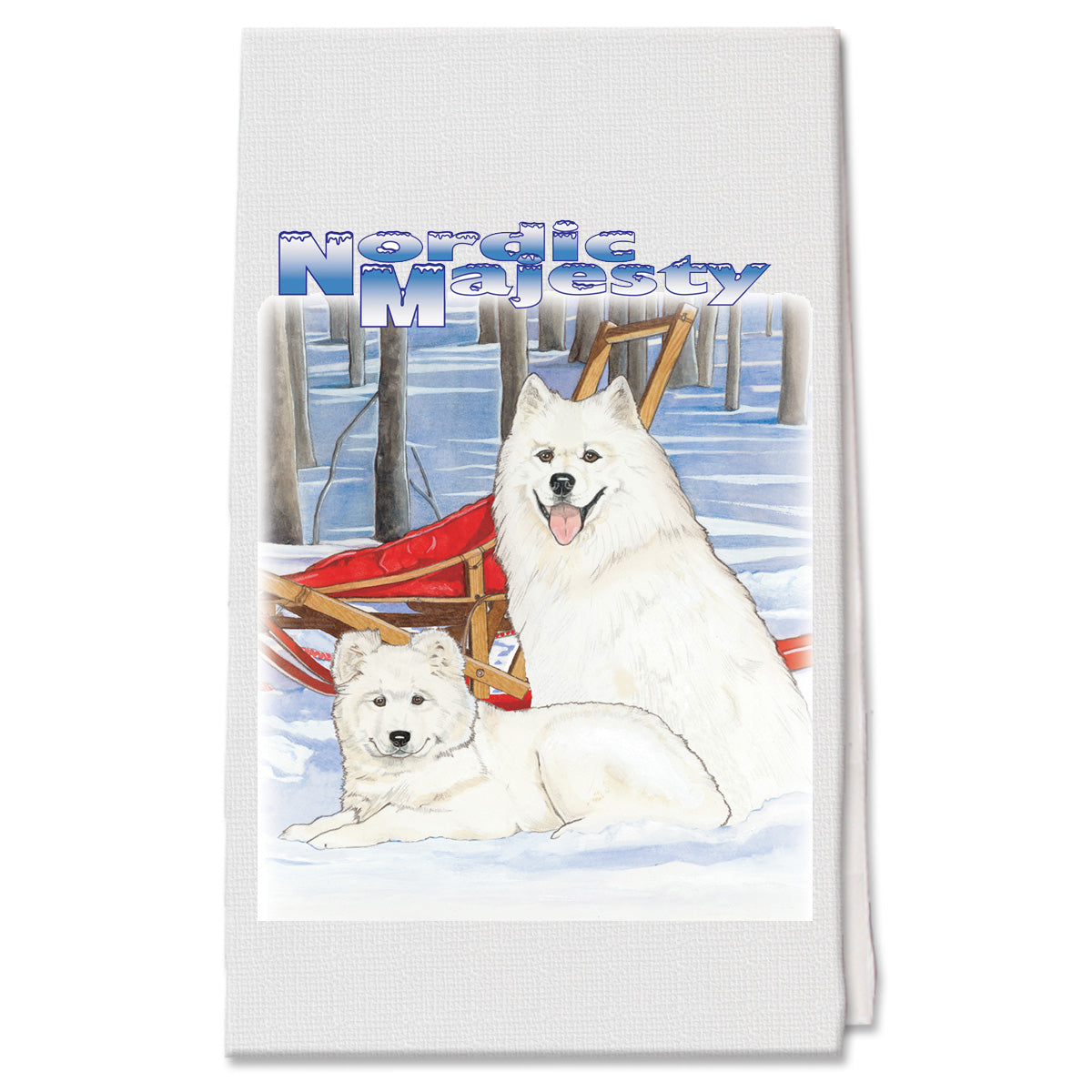 Samoyed Decorative Cotton Kitchen Dish Towel, Pet Gift - Pipsqueakproductions