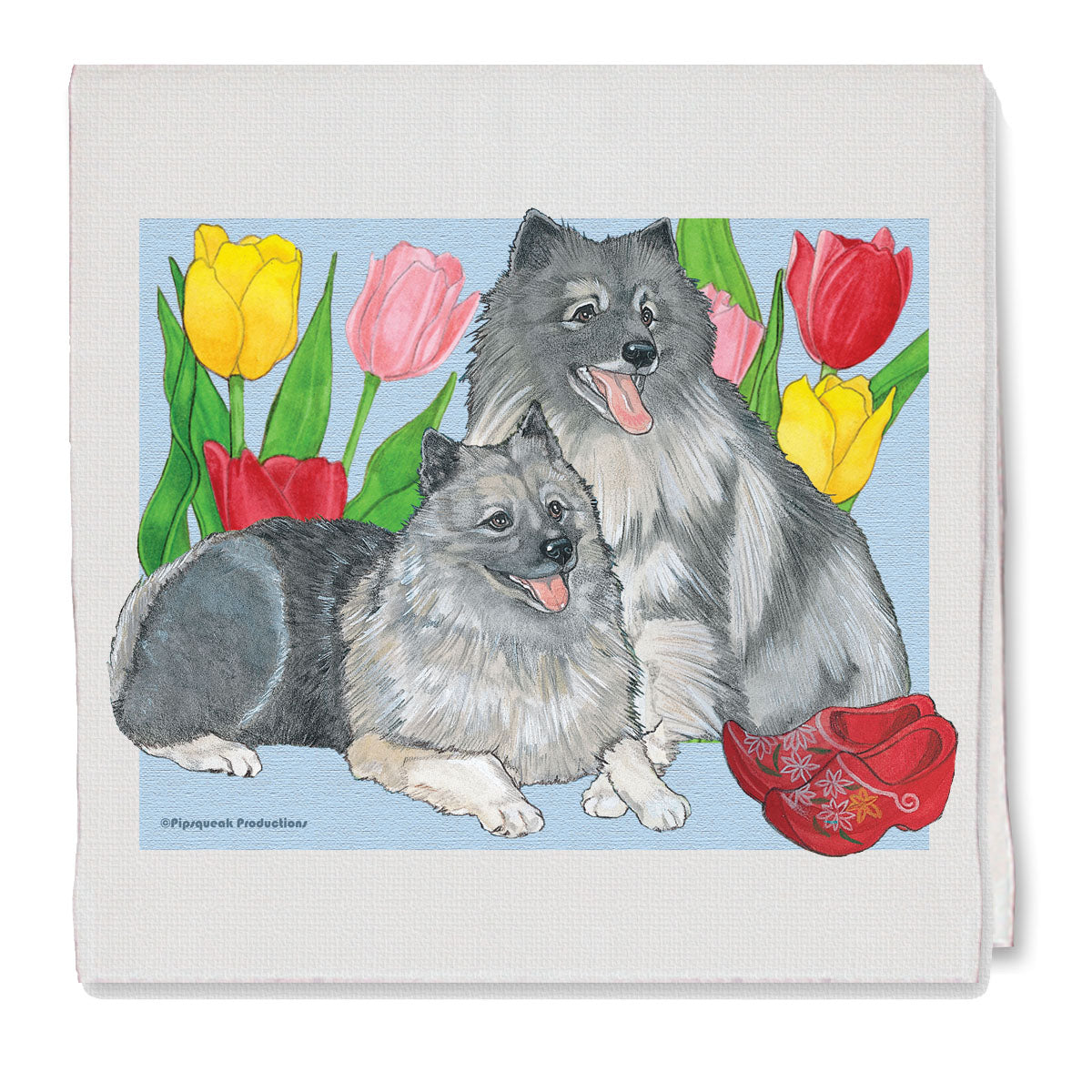 Keeshond Decorative Cotton Kitchen Dish Towel, Pet Gift - Pipsqueakproductions