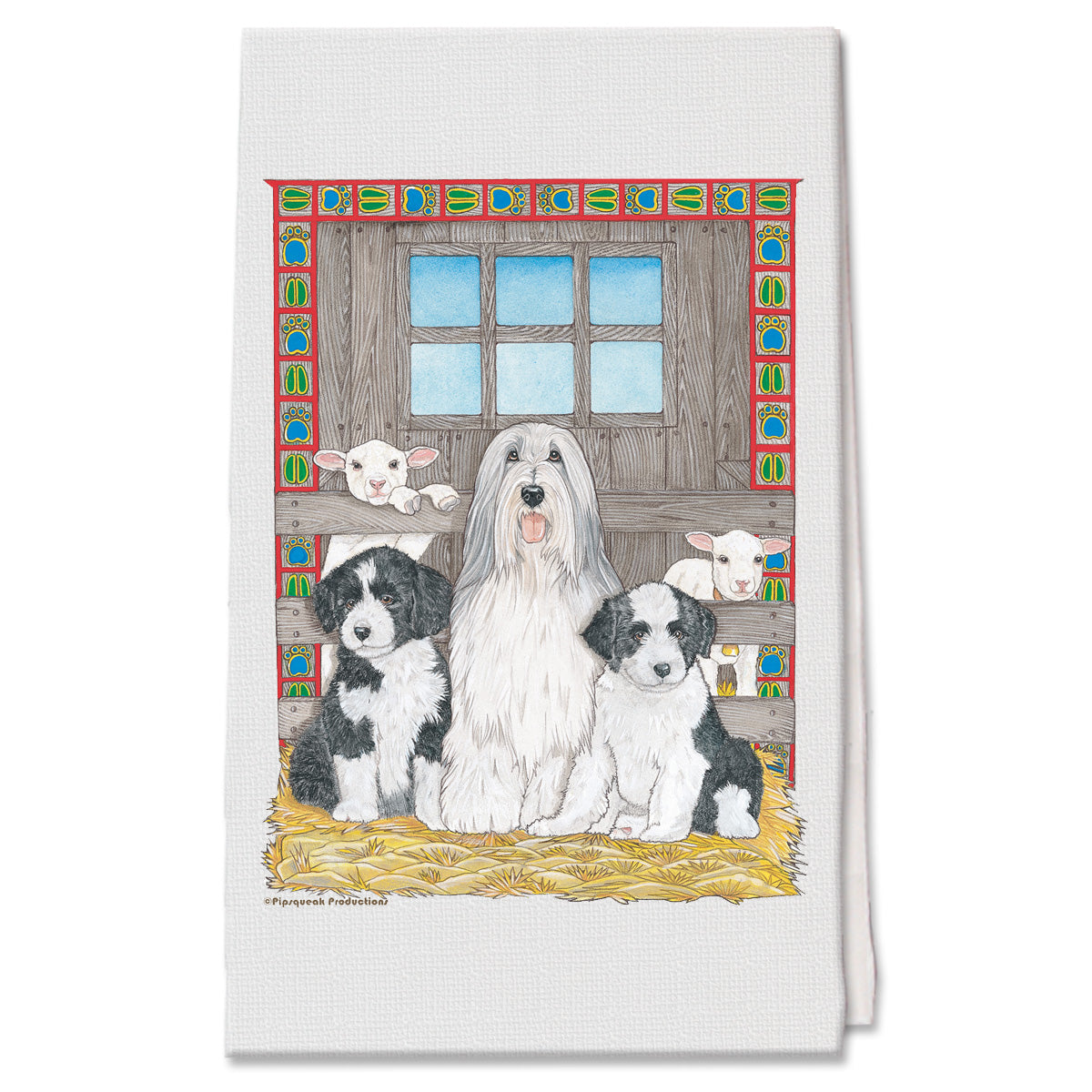 Bearded Collie Decorative Cotton Kitchen Dish Towel, Pet Gift - Pipsqueakproductions