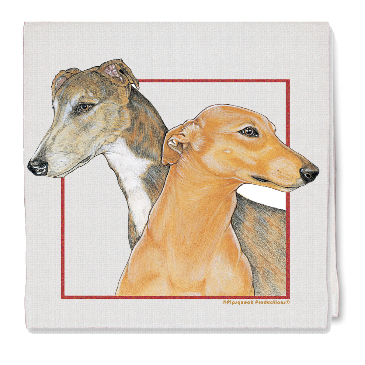 Greyhound Profiles Decorative Cotton Kitchen Dish Towel, Pet Gift - Pipsqueakproductions