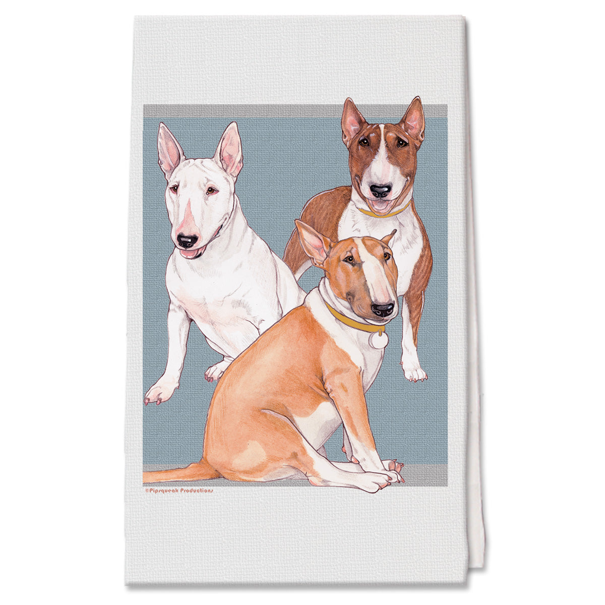 Bull Terrier Decorative Cotton Kitchen Dish Towel, Pet Gift - Pipsqueakproductions