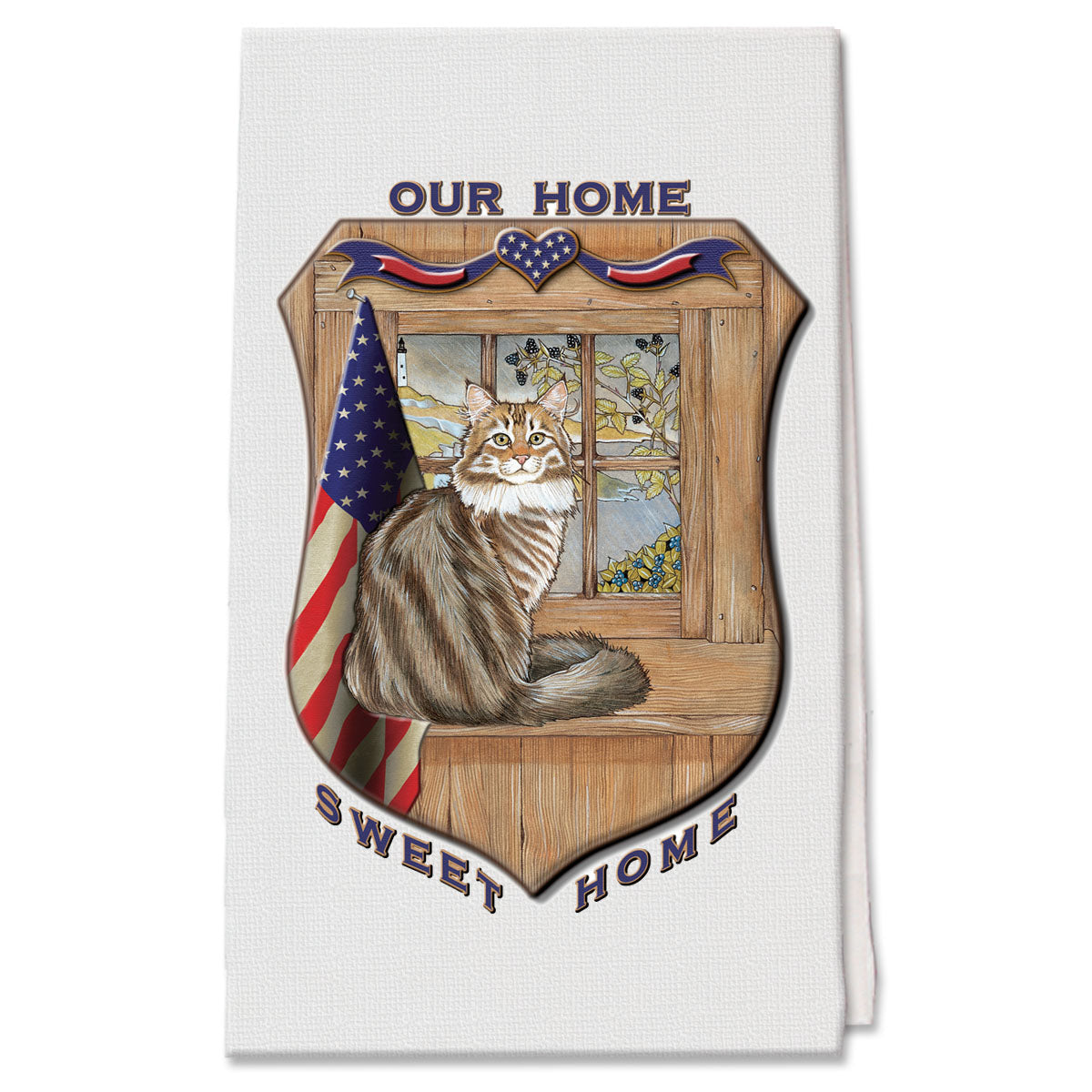 Maine Coon Cat Patriotic Kitchen Dish Towel Pet Gift - Pipsqueakproductions