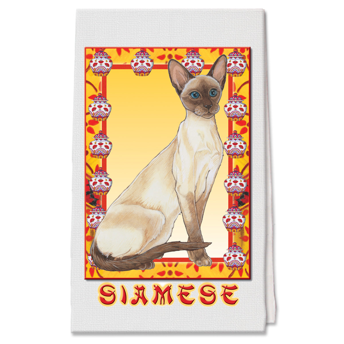 Siamese Cat Decorative Cotton Kitchen Dish Towel, Pet Gift - Pipsqueakproductions