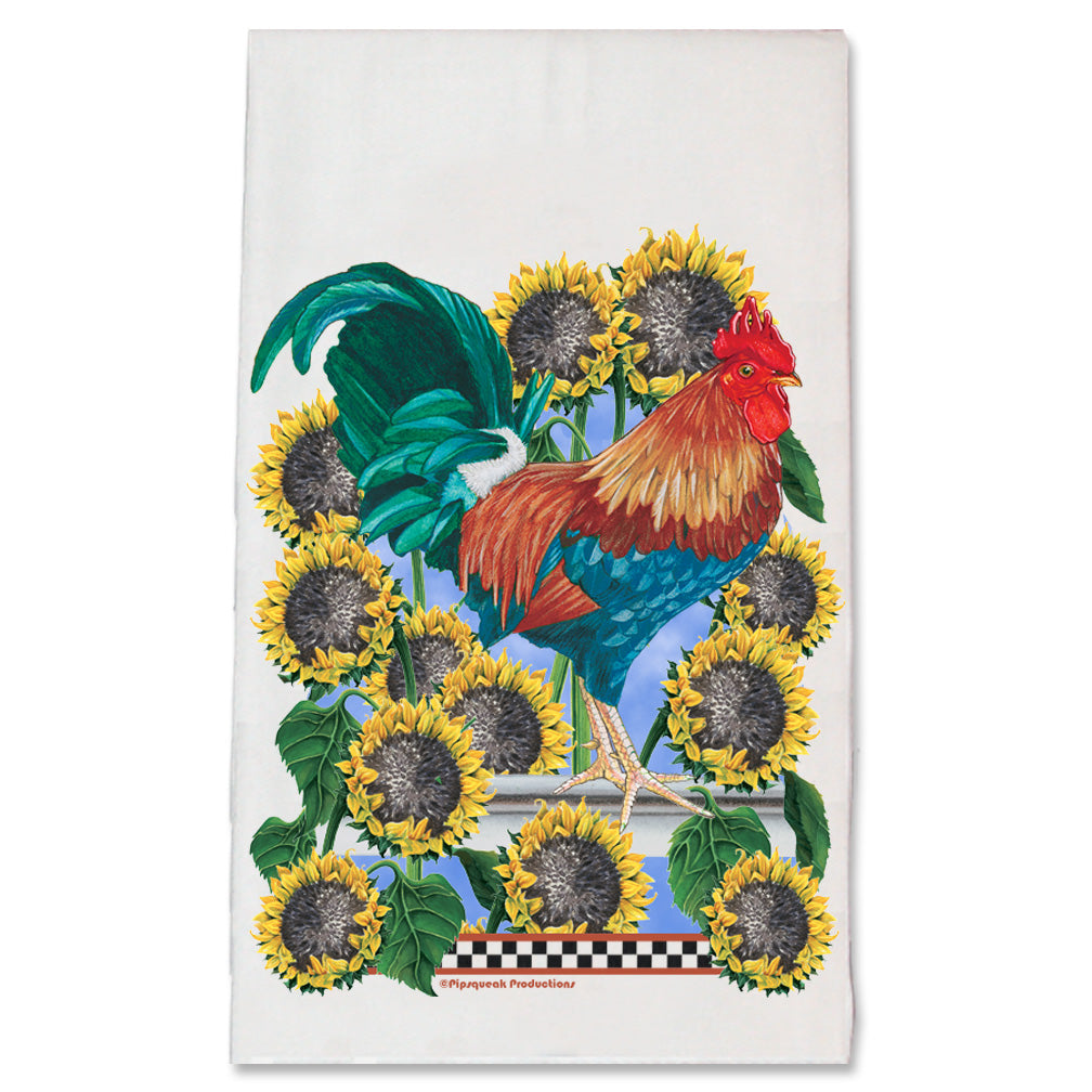 Rooster Under the Tuscan Sunflowers Kitchen Dish Towel Pet Gift - Pipsqueakproductions