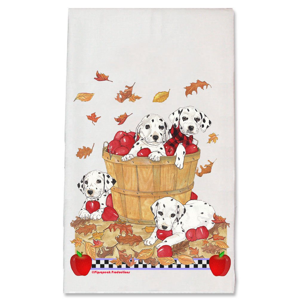 Dalmatian Dog Basket of Apples Kitchen Dish Towel Pet Gift - Pipsqueakproductions