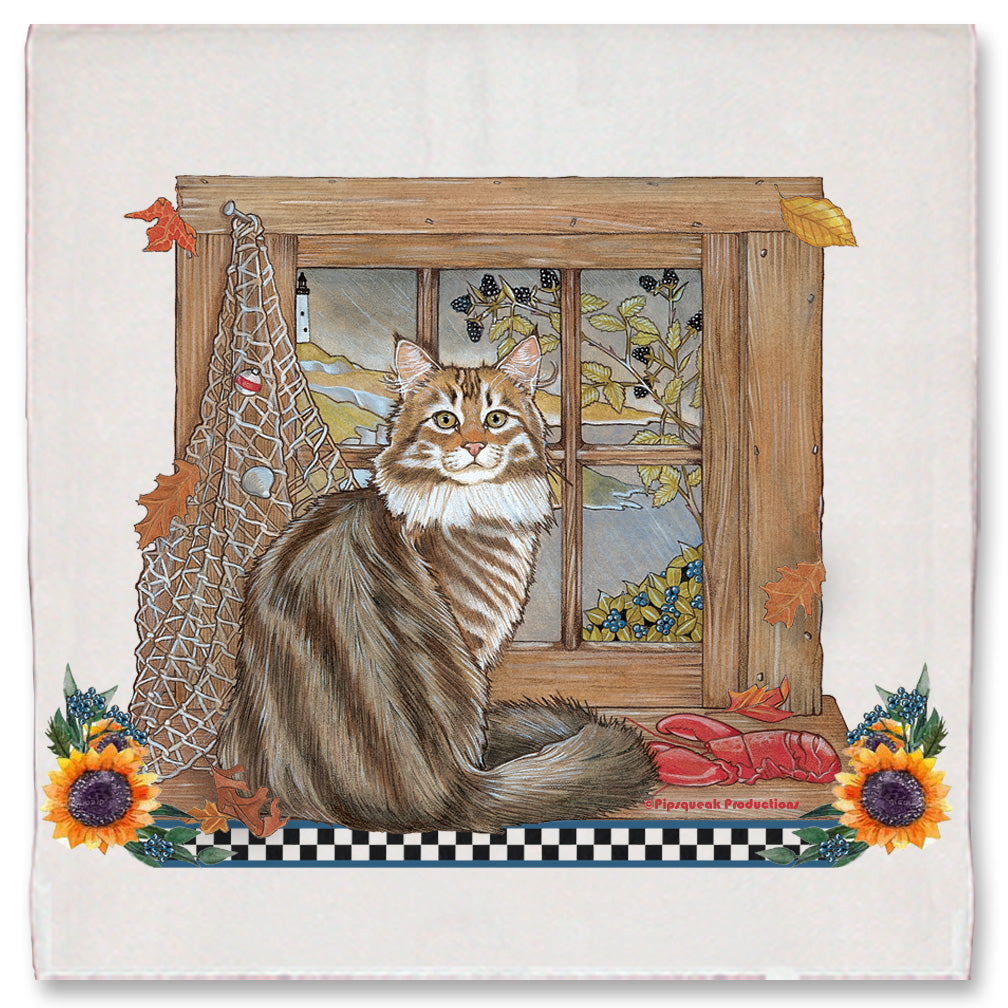 Maine Coon Cat Kitchen Dish Towel Pet Gift - Pipsqueakproductions