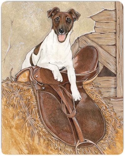 Fox Smooth Terrier Cutting Board Tempered Glass, Pet Placemat, 11.5" x 15.5" - Pipsqueakproductions