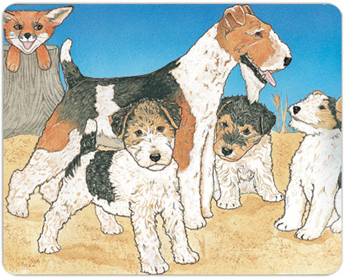 Fox Wire Terrier Cutting Board Tempered Glass, Pet Placemat, 11.5" x 15.5" - Pipsqueakproductions