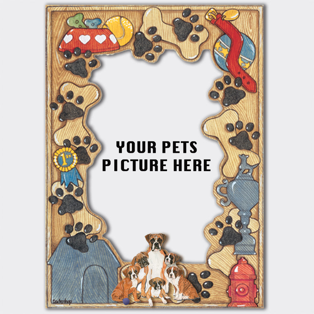 Boxer Wooden Picture Frame Die-Cut 2-Dimensional 5” x 7” Holds 4" x 6" Photo - Pipsqueakproductions