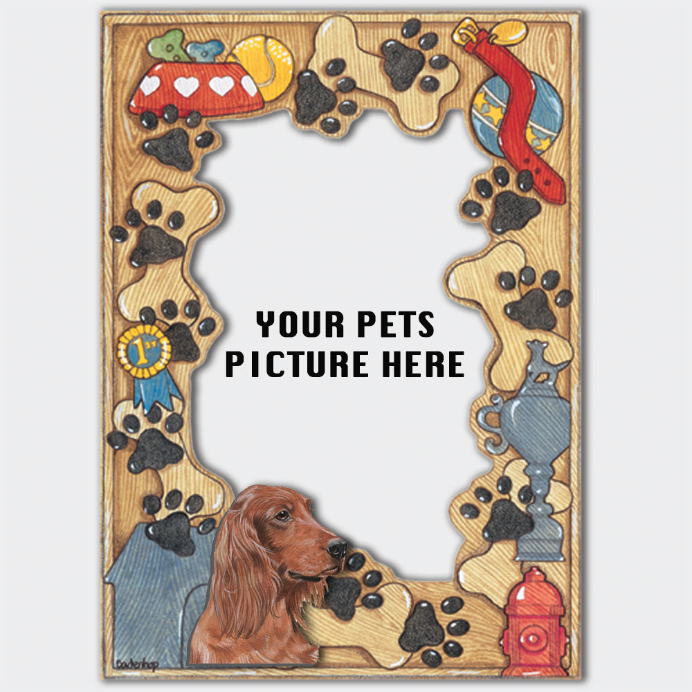 Irish Setter Wooden Picture Frame Die-Cut 2-Dimensional 5” x 7” Holds 4" x 6" Photo - Pipsqueakproductions
