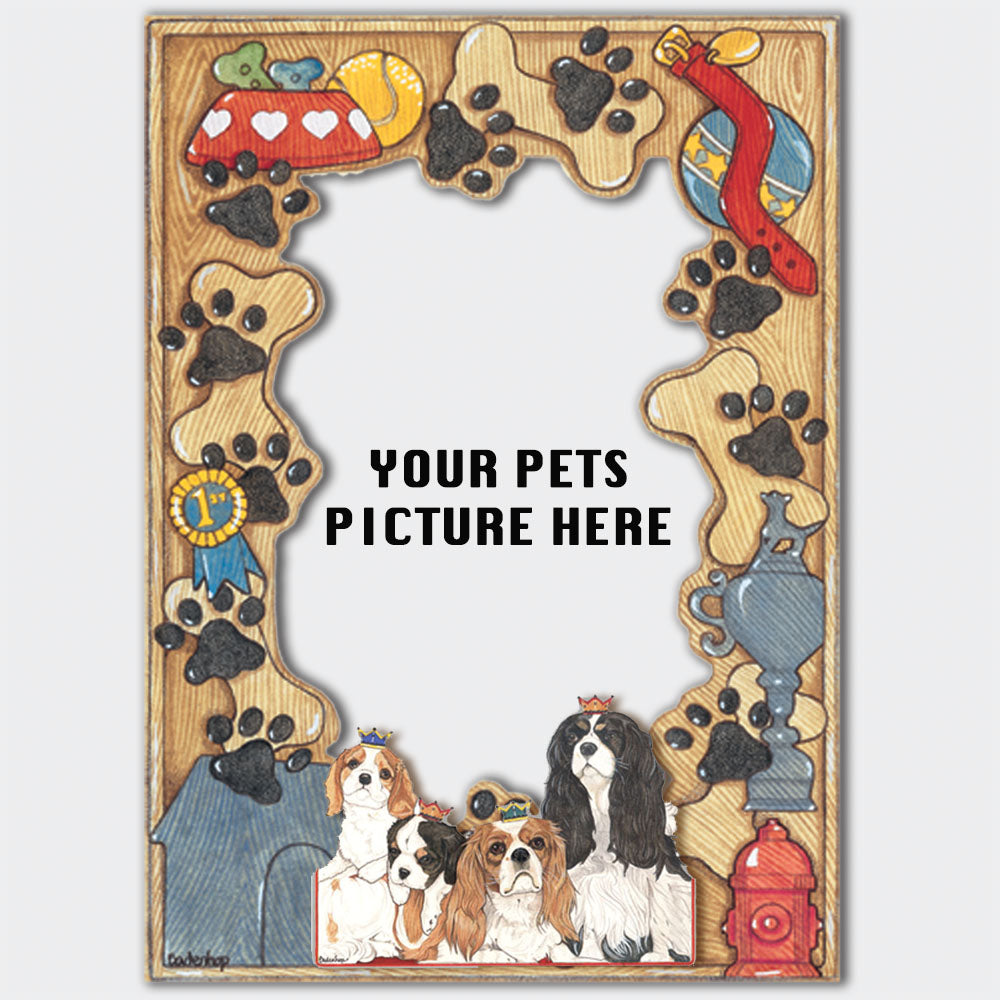 Cavalier King Charles Spaniel Wooden Picture Frame Die-Cut 2-Dimensional 5” x 7” Holds 4" x 6" Photo - Pipsqueakproductions