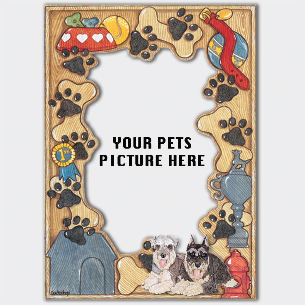 Schnauzer Wooden Picture Frame Die-Cut 2-Dimensional 5” x 7” Holds 4" x 6" Photo - Pipsqueakproductions