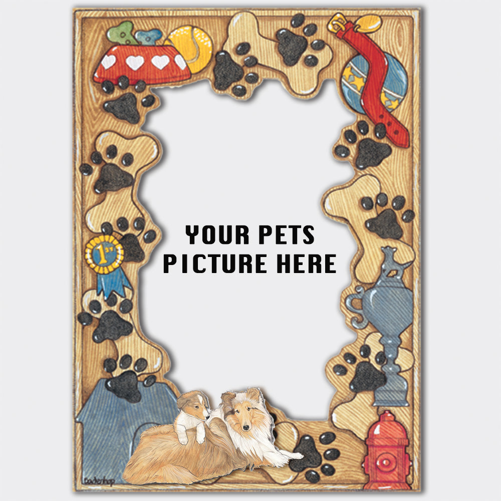 Collie Wooden Picture Frame Die-Cut 2-Dimensional 5” x 7” Holds 4" x 6" Photo - Pipsqueakproductions