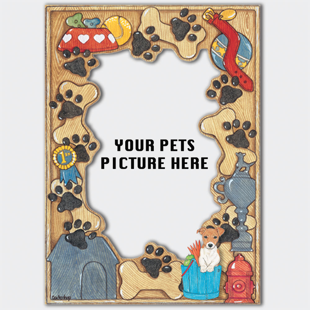 Jack Russell Terrier Smooth Wooden Picture Frame Die-Cut 2-Dimensional 5” x 7” Holds 4" x 6" Photo - Pipsqueakproductions