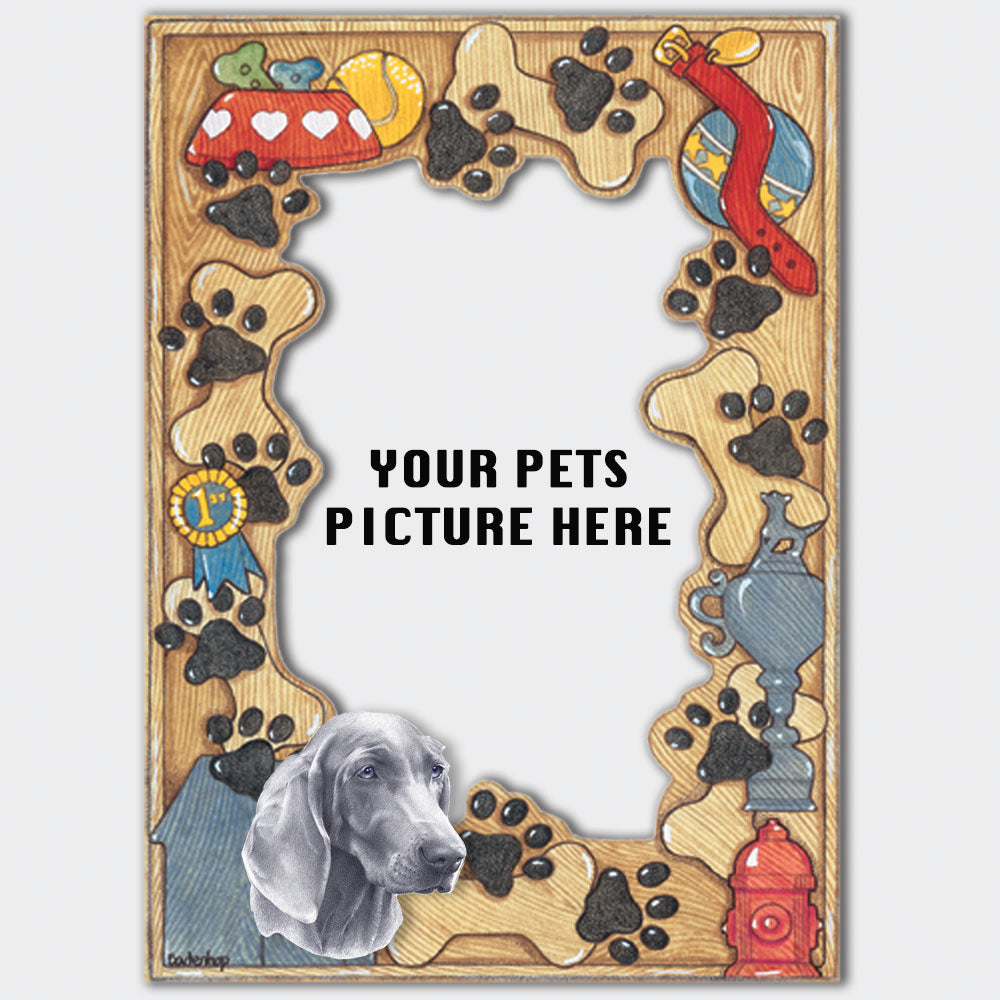 Weimaraner Wooden Picture Frame Die-Cut 2-Dimensional 5” x 7” Holds 4" x 6" Photo - Pipsqueakproductions