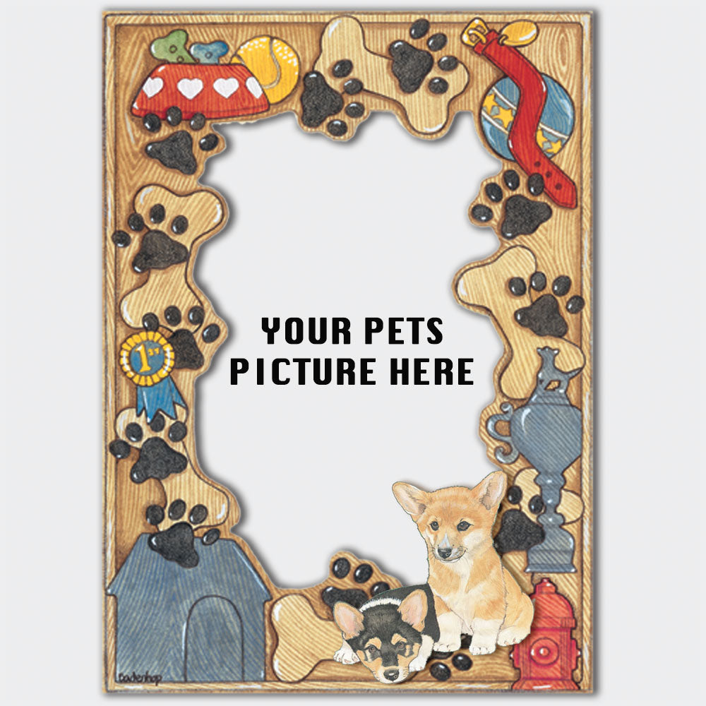 Corgi Welsh Pembroke Wooden Picture Frame Die-Cut 2-Dimensional 5” x 7” Holds 4" x 6" Photo - Pipsqueakproductions